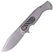 Noże - Nóż składany FOX Eastwood Tiger Sandblasted Titanium, Coarse Stone Washed by Gudy Van Poppel (FX-524 TICF) - miniaturka - grafika 1