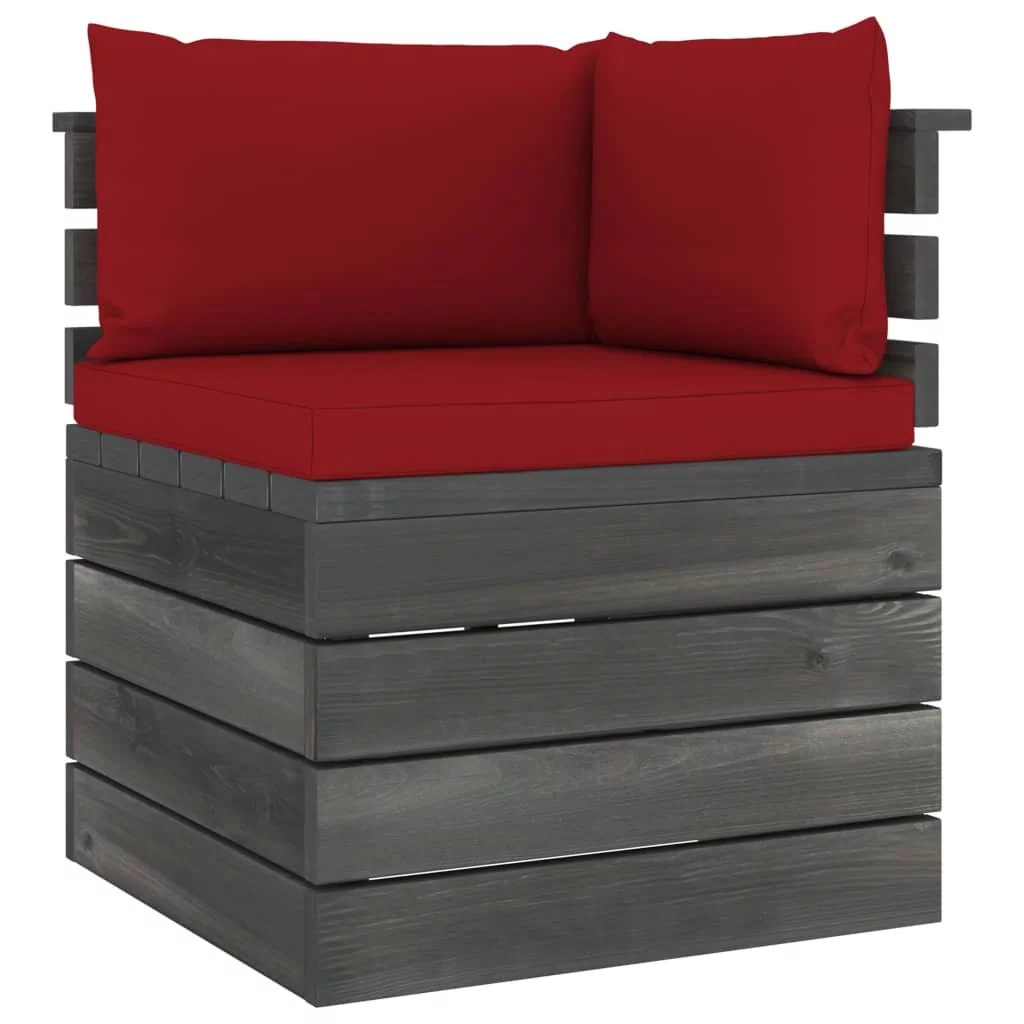 Ogrodowa sofa narożna z palet, z poduszkami, drewno sosnowe kod: V-3061656