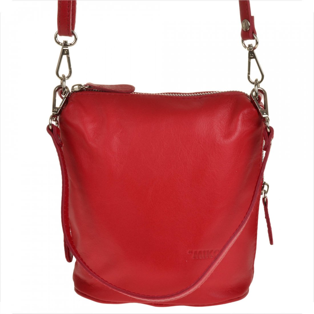 Lekka skórzana listonoszka czerwona S