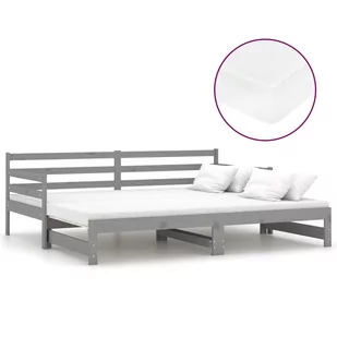 Łóżko wysuwane, szare, lite drewno sosnowe, VidaXL, 2x90x200 cm - Łóżka - miniaturka - grafika 1