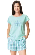 Piżamy damskie - Key bawełniana piżama damska z Kołem Życia, Kolor turkusowo-niebieski, Rozmiar L, Key - Intymna - miniaturka - grafika 1