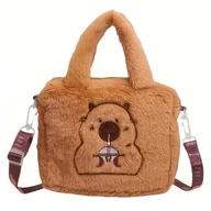 Torebki damskie - Pluszowa Torba Torebka z Paskiem na Ramię Kapibara z Herbatą - miniaturka - grafika 1