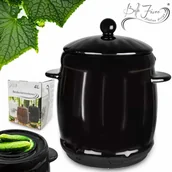 Beczki - BECZKA KAMIONKOWA DO KISZENIA 4L HERMETYCZNA do ogórków CZARNA kamionka - miniaturka - grafika 1