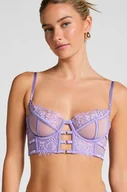 Biustonosze - Hunkemöller Nieusztywniany długi biustonosz z fiszbinami Nienke Fioletowy - miniaturka - grafika 1