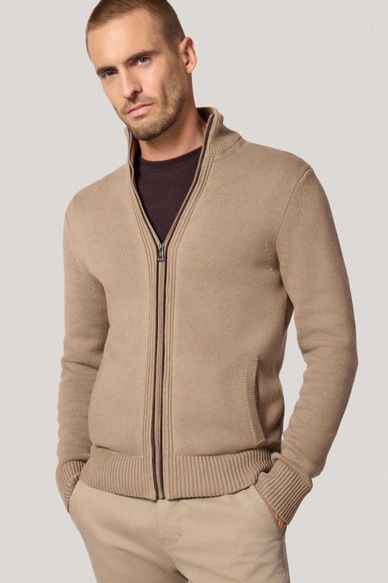 Sweter Rozpinany Beżowy z Bawełny PM15