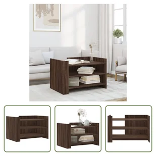 The Living Store stolik kawowy brązowy dąb 80x50x50 cm materiał drewnopochodny - Ławy i stoliki kawowe The Living Store stolik kawowy brązowy dąb 80x50x50 cm materiał drewnopochodny - Ławy i stoliki kawowe - miniaturka - grafika 1