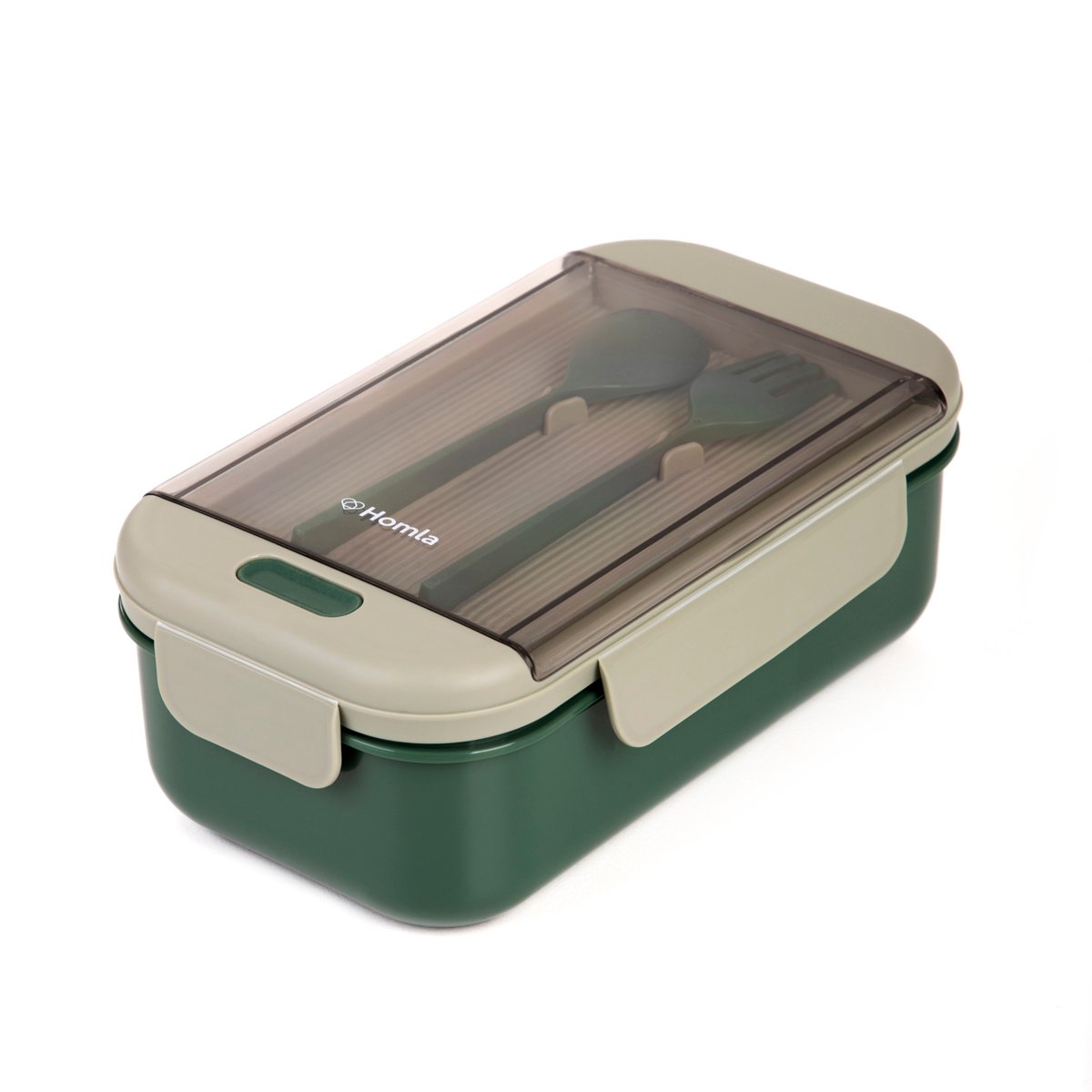 Lunch box Pojemnik na żywność BOXIE ze sztućcami zielony 540 ml HOMLA