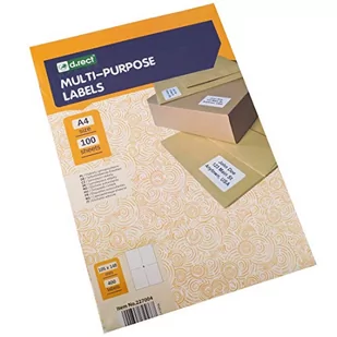 D.RECT Etykiety samoprzylepne uniwersalne (105 x 148 mm na DIN A4), do zadrukowania, samoprzylepne 100 arkuszy/opakowanie 4 etykiety/arkusz 400 sztuk, białe - Etykiety do drukarek - miniaturka - grafika 1