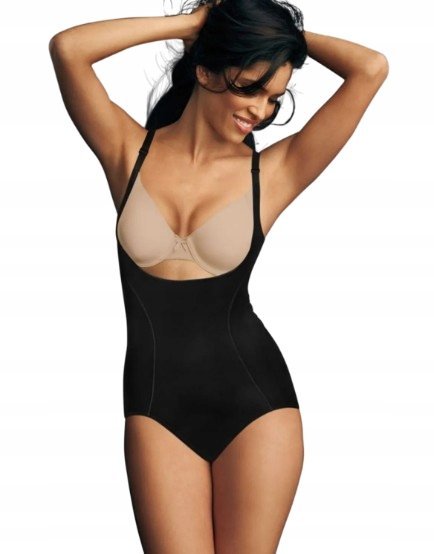 MAIDENFORM CZARNE BODY WYSZCZUPLAJĄCE GŁADKIE Z RZEMIENIAMI XL JQA