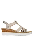 Sandały damskie - Rieker Sandały V3822-90 Srebrny - miniaturka - grafika 1