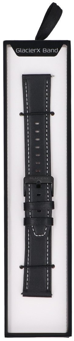 Nowy pasek do smartwatcha GlacierX Classic Leather Black Czarny 22mm