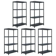 Szafy i regały magazynowe - Regały magazynowe, 5 szt., czarne, 60x30x138 cm, plastikowe - miniaturka - grafika 1