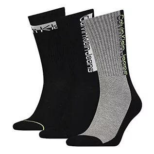 Skarpetki męskie - Calvin Klein Męskie skarpety Crew Sock Calvin Klein Jeans Athleisure Men's Crew Socks 3-pak, czarny, rozmiar uniwersalny - grafika 1