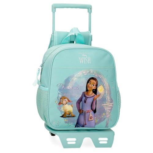 Joumma Disney Wish Dreamer Plecak przedszkolny z wózkiem, niebieski 23x25x10 cm Poliester 5,25 l, Niebieski, Talla única, Plecak przedszkolny z wózkiem