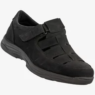 Półbuty męskie - Półbuty Męskie Skórzane Buty Lekkie Na Rzep Czarne American Club CY05/20 Czarny 45 - miniaturka - grafika 1