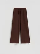 Spodnie damskie - Reserved - Strukturalne spodnie - brązowy - miniaturka - grafika 1