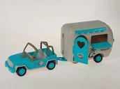 Samochody i pojazdy dla dzieci - Auto z przyczepą kempingową 44x19x12,5cm Adar - model lub pojazd - miniaturka - grafika 1