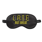 Akcesoria do bielizny - Fisura – Maseczka do spania „late but great”. Miękka maseczka do spania. Oryginalna czarna opaska na oczy. Ultramiękka maseczka do spania z elastyczną gumką. 20 x 10 cm. - miniaturka - grafika 1