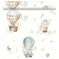 Tapety - Tapeta dziecięca Balony kremowo-niebieska flizelinowa - miniaturka - grafika 1