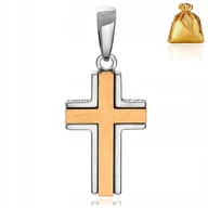 Biżuteria dla dzieci - SREBRNY KRZYŻYK ZAWIESZKA KRZYŻ POZŁACANY SREBRO PRÓBA 925 NA PREZENT - miniaturka - grafika 1