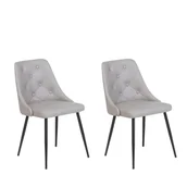 Krzesła - Beliani Zestaw do jadalni 2 krzesła jasnoszare skóra ekologiczna VALERIE - miniaturka - grafika 1