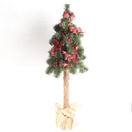 Choinki - Choinka dekorowana na pieńku z jarzębiną i bombkami 100 cm - miniaturka - grafika 1