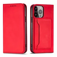 Portfele - Magnet Card Case etui Samsung Galaxy S23 pokrowiec z klapką portfel podstawka czerwone - miniaturka - grafika 1