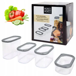 ZESTAW POJEMNIKÓW PUDEŁEK NA JEDZENIE ORGANIZERÓW KUCHENNYCH Z POKRYWAMI x4 - Pojemniki kuchenne - miniaturka - grafika 1