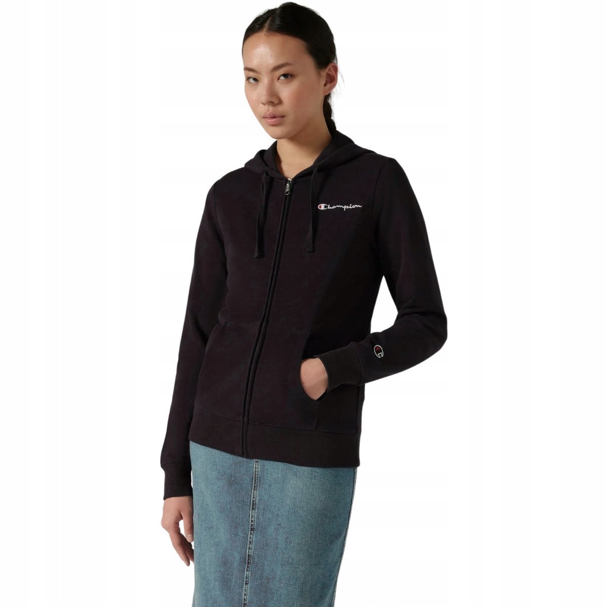 Bluza damska Champion Full Zip Hoodie Sweatshirt czarna 118099 KK001 XS