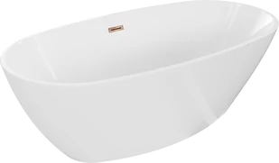 Mexen Eris wanna wolnostojąca 155 x 80 cm, biała, przelew różowe złoto - 53441558000-60 - Wanny - miniaturka - grafika 1