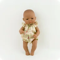 Domki dla lalek - Ubranka dla lalek Miniland 32 cm Minikane 28 cm kombinezon w różyczki na kremowym tle - miniaturka - grafika 1