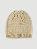 Czapki damskie - Czapka beżowa z wyraźnym splotem - miniaturka - grafika 1