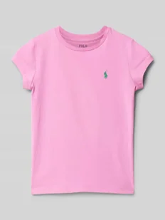 T-shirt z wyhaftowanym logo - Koszulki dla dziewczynek - miniaturka - grafika 1