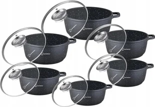 Zestaw Garnków Marmurowych 12 El. Czarny Indukcja Gaz Elektryka - Zestawy garnków i patelni Zestaw Garnków Marmurowych 12 El. Czarny Indukcja Gaz Elektryka - Zestawy garnków i patelni - miniaturka - grafika 1