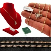 Łańcuszki - Złoty Łańcuszek Damski Z Ażurowym Serduszkiem 18K Prezent Dla Kobiety, Żony - miniaturka - grafika 1