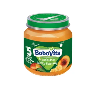 BoboVita deserek w słoiczku po 5 miesiącu Brzoskwinie, Jabłka i Banany 130 g - Desery dla dzieci - miniaturka - grafika 1