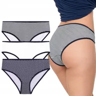 Majtki damskie - Majtki Figi Damskie Bawełniane w Kropki i Paski Wygodne 3-szt MORAJ - XXL - miniaturka - grafika 1