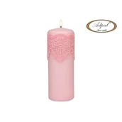 Świece - Świeca pieńkowa 200 x 70 koronka IV lakier matowy jasny różany - miniaturka - grafika 1