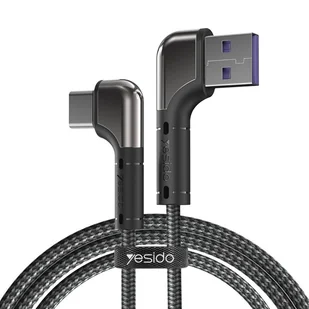 Yesido Nylonowy Kabel kątowy Game Cable USB-A / USB-C, 18W 2A, 2 m, czarny - Kable USB Yesido Nylonowy Kabel kątowy Game Cable USB-A / USB-C, 18W 2A, 2 m, czarny - Kable USB - miniaturka - grafika 1