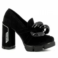 Mokasyny damskie - Czarne półbuty na słupku CARINII - Carinii - miniaturka - grafika 1