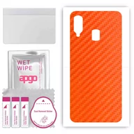 Szkła hartowane na telefon - Folia naklejka skórka strukturalna na TYŁ do Samsung Galaxy A40 -  Carbon Pomarańczowy - apgo SKINS - miniaturka - grafika 1
