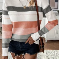 Swetry damskie - TEMU Damski sweter z długim rękawem - Pastelowy róż, Szary, Biały, Czarny, Beżowy, Brązowy - Luźny sweter na jesień/zimę - Na co dzień i na oficjalne - miniaturka - grafika 1