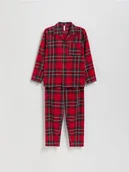 Skarpetki dla dzieci - Reserved - Dwuczęściowa piżama w kratę - czerwony - miniaturka - grafika 1