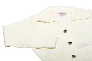 Swetry damskie - Aleva Damski kardigan z długim rękawem w delikatnym stylu z kołnierzem polo, wełniany biały, rozmiar XS/S, biały (wollweiss), XS - grafika 1