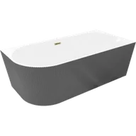 Wanny - Mexen Silo wanna wolnostojąca narożna prawa ryflowana 170 x 80 cm, biała/szara, przelew złoty - 52891708062P-50 - miniaturka - grafika 1