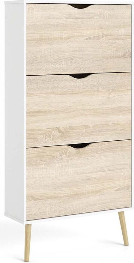 Napoli szafka na buty 3 szuflady w bieli iReplika dąb.