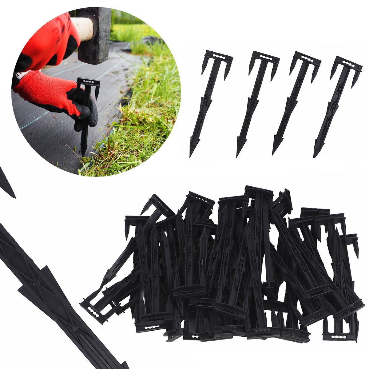 KOŁEK MOCUJĄCY SZPILKA Z ZĘBAMI TRÓJZĄB 17/5cm (50szt.) KOTWA DO ZIEMI