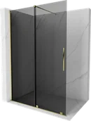 Ścianki i drzwi prysznicowe - Mexen Velar ścianka prysznicowa rozsuwana Walk-in 140 x 200 cm, grafit 8 mm, złota - 871-140-000-43-50 - miniaturka - grafika 1