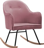 Fotele - Elior Różowy aksamitny fotel bujany Revers - miniaturka - grafika 1