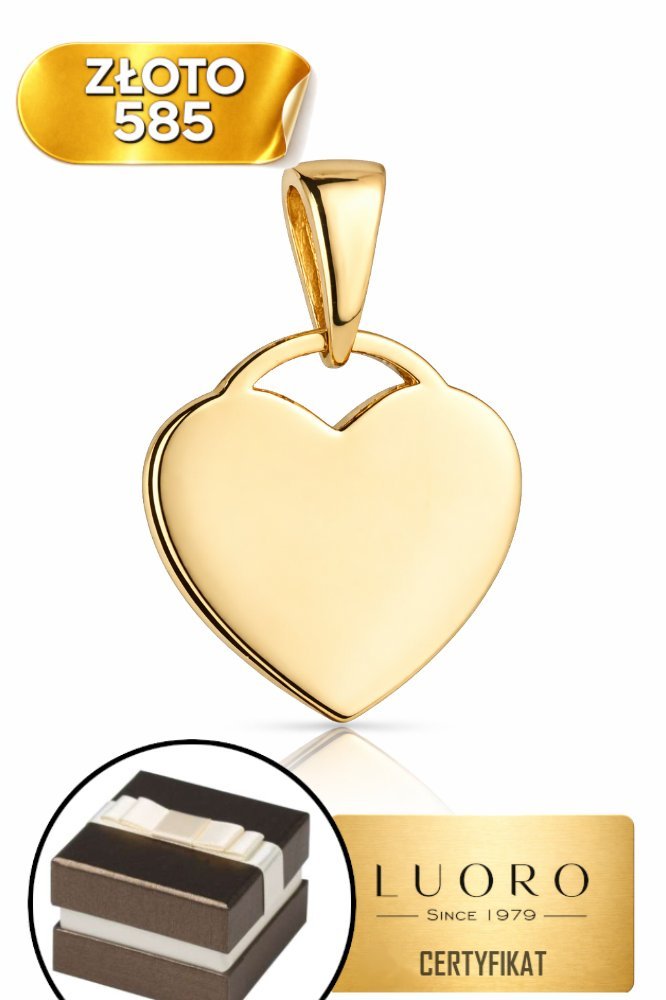 ZAWIESZKA ZŁOTA 585 14K PŁASKIE SERCE 15 MM ŻÓŁTE ZŁOTO ELEGANCKA